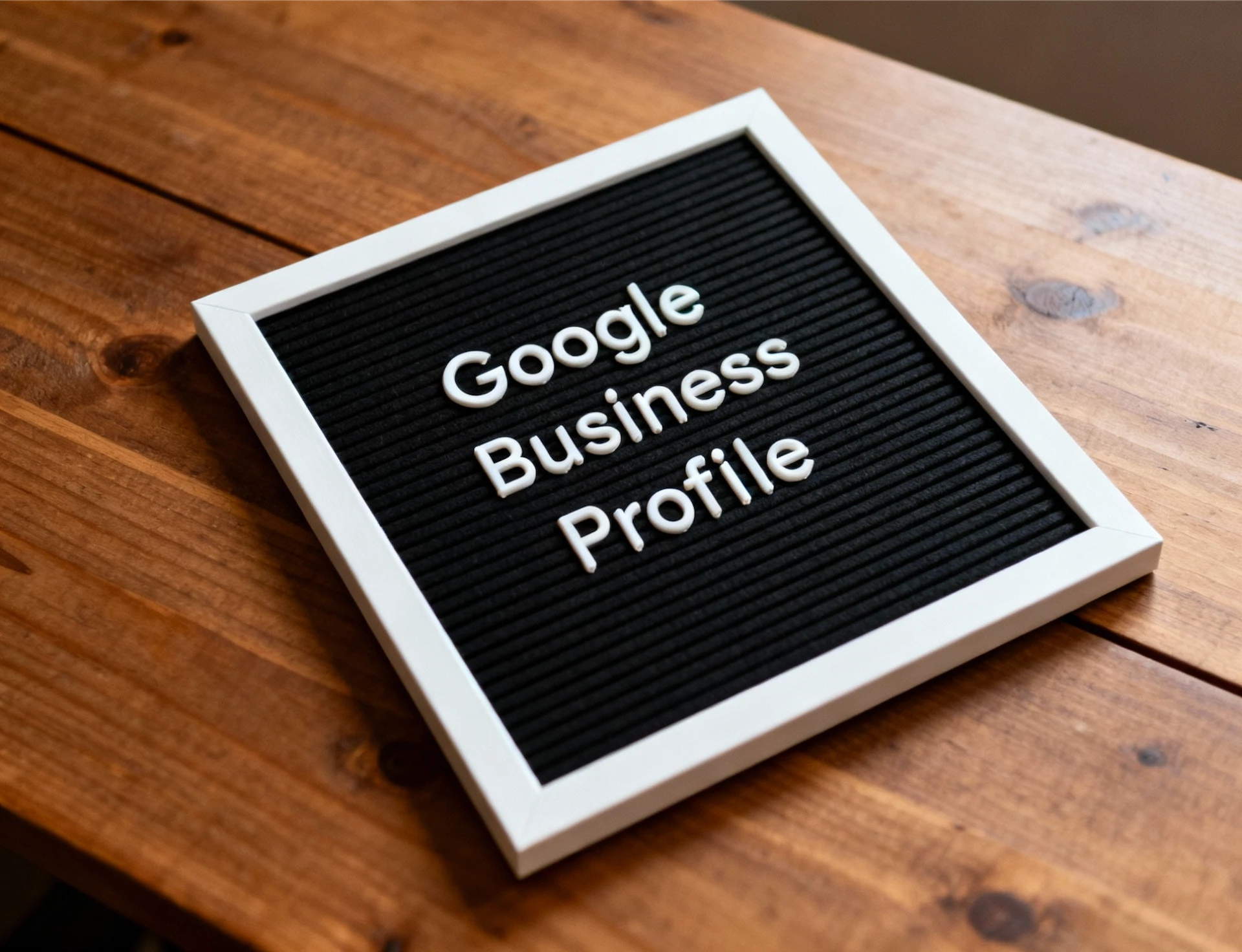 Signboard with white text saying Google Business Profile