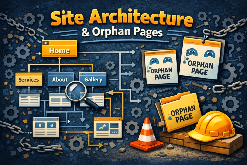 Site architecture and orphan pages SEO diagram