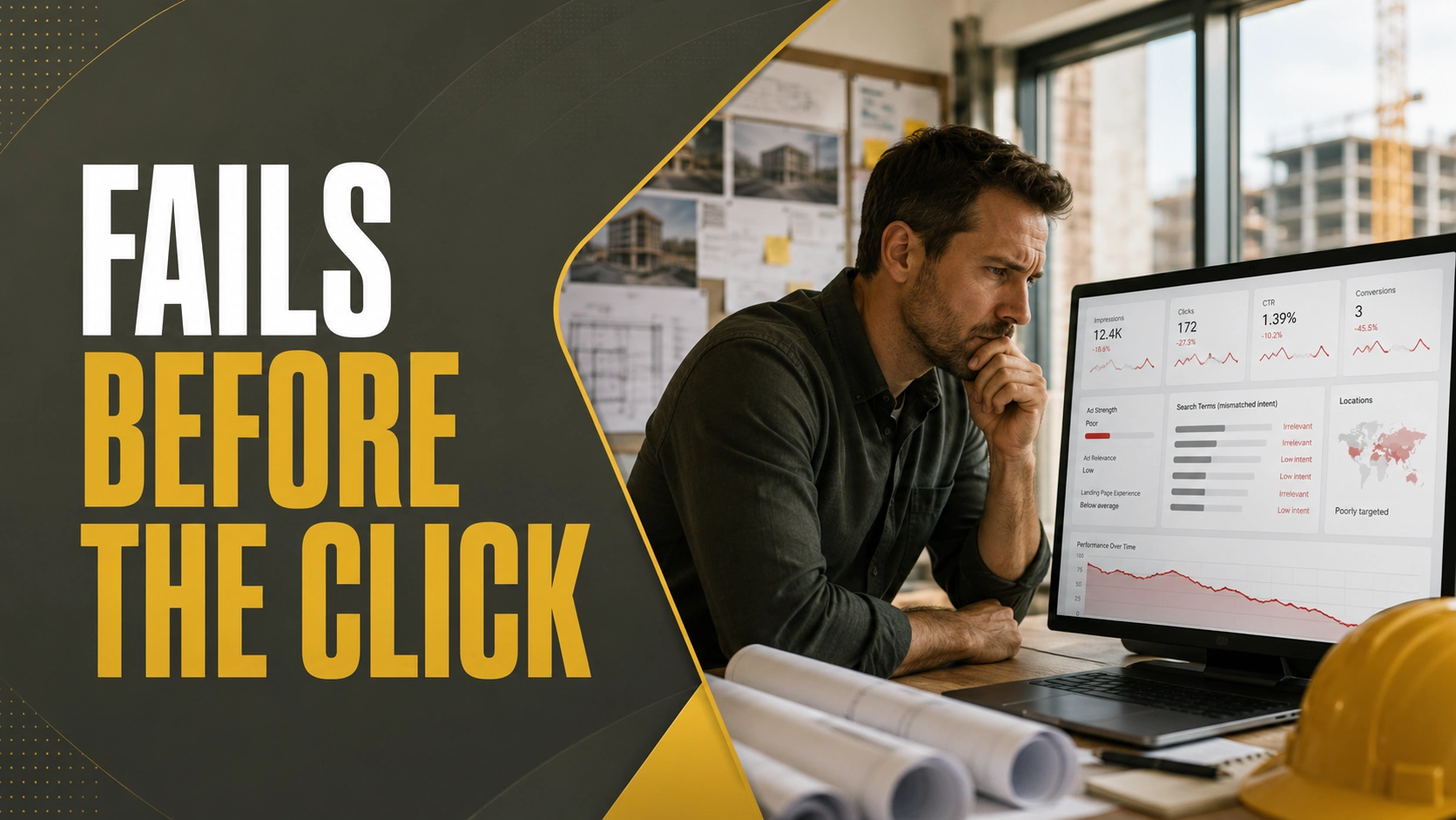 Contractor reviewing Google Ads campaign performance to understand why contractor Google Ads fail before the click