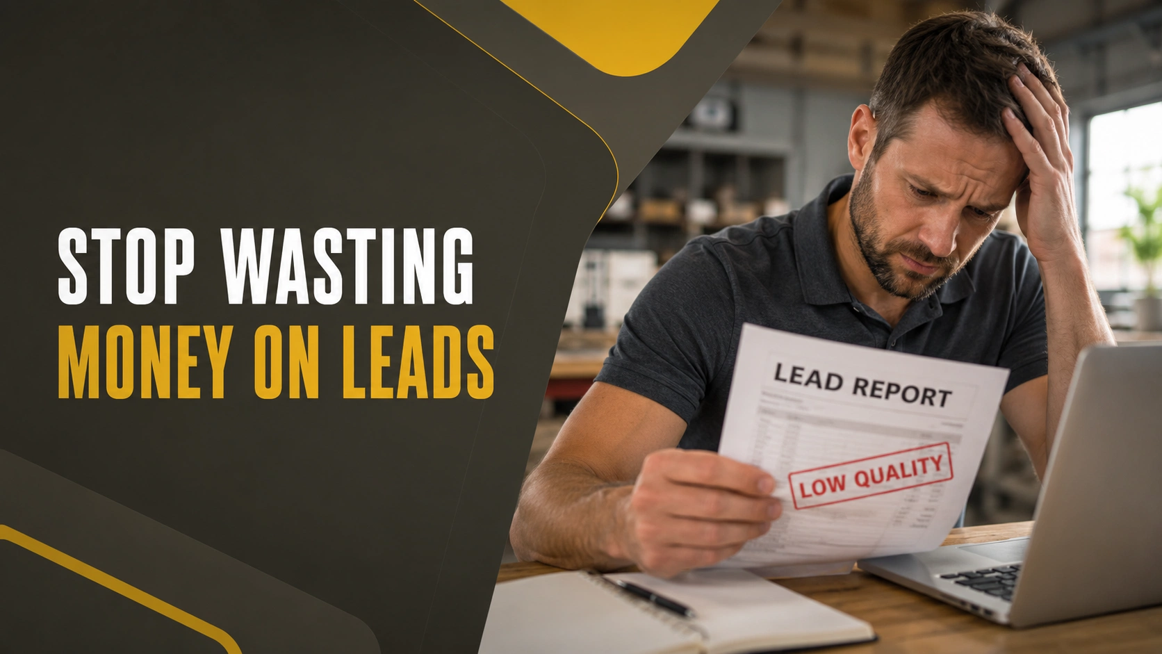 Contractor reviewing low-quality lead report to stop wasting money on home service leads